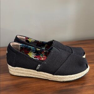Women’s Black BOBS Espadrille Wedge Shoes size‎ 8.5w